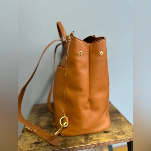 Fawn Design Brown Faux Leather Backpack Set with Gold Accents. - Picture 4 of 13